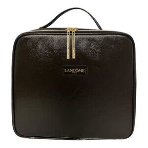 Lancôme Black Cosmetic/Travel Train Case – Gold-Tone Zippers & Handle – Unused
